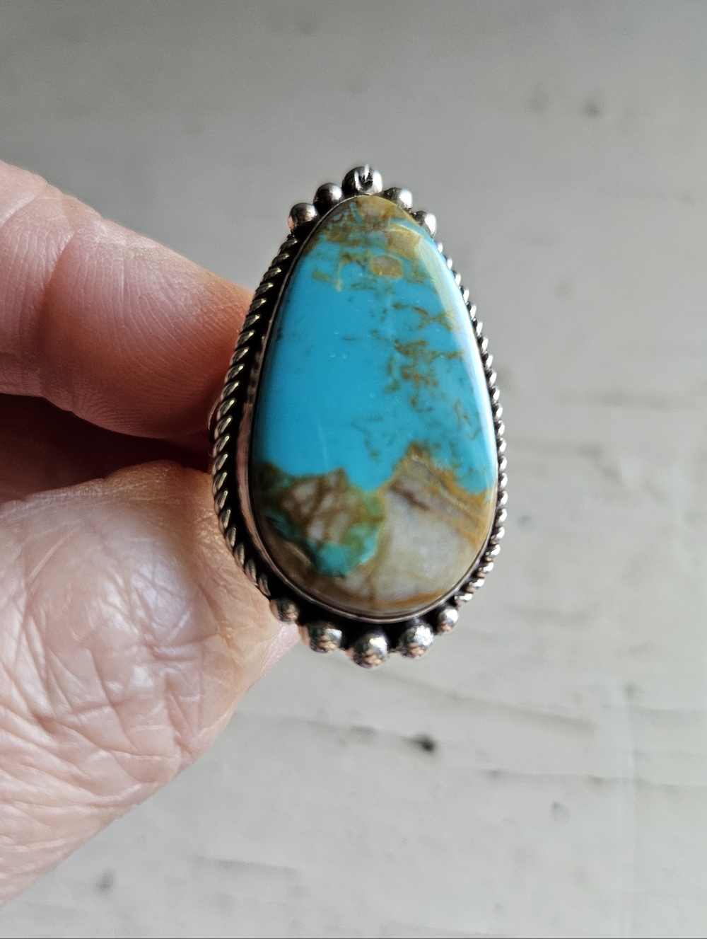 Authentic Navajo Royston Turquoise handcrafted sterling silver ring - Size 9.5